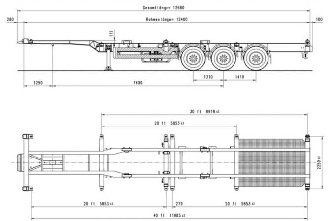 China Manufacturer 3 Axle 20foot 40′ Skeleton Truck Trailer for Sale