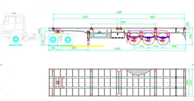 New 3 Axles 20′ 40l′ Container Flatbed Trailer with Container Lock
