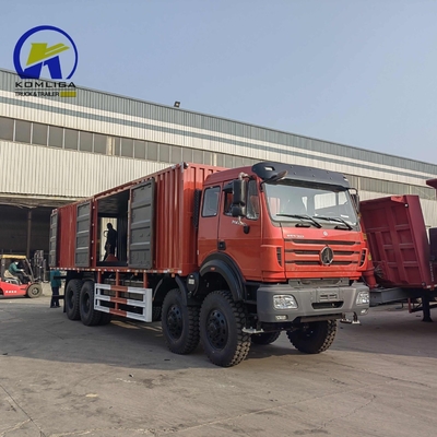 Beiben Benz 8X8 12wheel Van Style Box Cargo Truck 20cbm Bucket Dimensie 5600X2300X1500