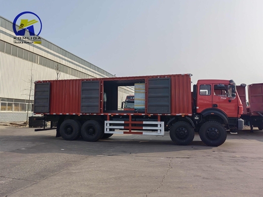 Beiben Benz 8X8 12wheel Van Style Box Cargo Truck 20cbm Bucket Dimensie 5600X2300X1500