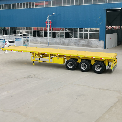 Geel 3 assen platgelegen halfrol 40FT 48FT met zijbalk 16mm kanaalstaal