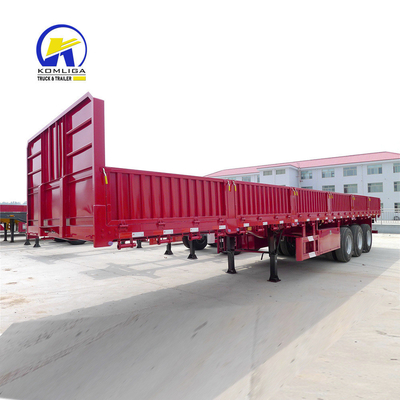 40T 60T platbed vracht aanhangwagen zijwand semi-aanhangwagen met wielbasis 7000-8000mm