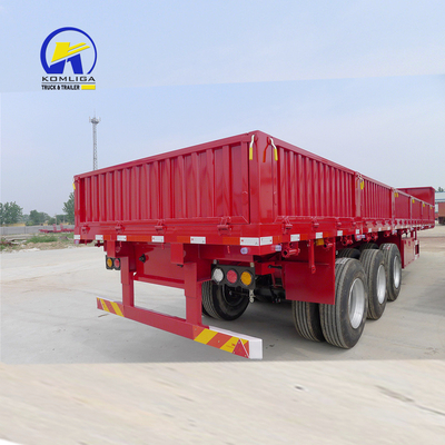 40T 60T platbed vracht aanhangwagen zijwand semi-aanhangwagen met wielbasis 7000-8000mm
