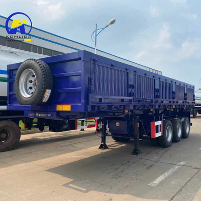 30-100t zware halve aanhangwagen met zijwand en een stuk 1m * 0,5m * 0,5m gereedschapskist