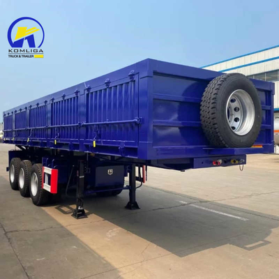 30-100t zware halve aanhangwagen met zijwand en een stuk 1m * 0,5m * 0,5m gereedschapskist