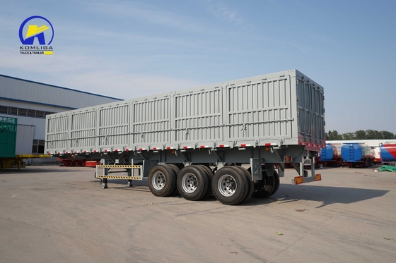 30-100t zware halve aanhangwagen met zijwand en een stuk 1m * 0,5m * 0,5m gereedschapskist