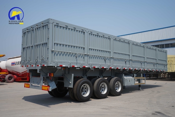 30-100t zware halve aanhangwagen met zijwand en een stuk 1m * 0,5m * 0,5m gereedschapskist