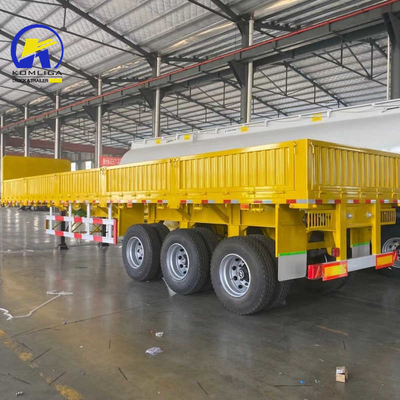40-60 ton vrachtcapaciteit platgelegen half-aanhangwagen met 3 Fuwa/BPW-assen en zijwand
