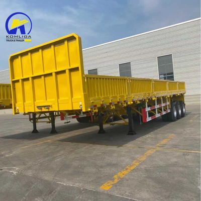 40-60 ton vrachtcapaciteit platgelegen half-aanhangwagen met 3 Fuwa/BPW-assen en zijwand