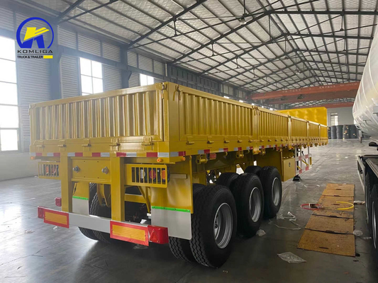 40-60 ton vrachtcapaciteit platgelegen half-aanhangwagen met 3 Fuwa/BPW-assen en zijwand