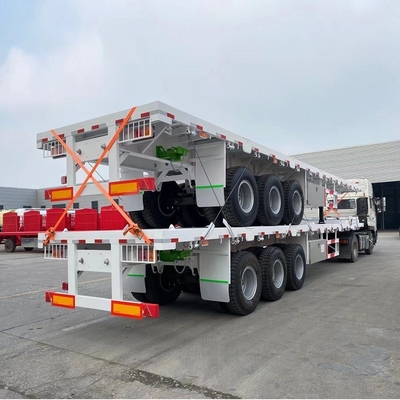 3 assen 40FT 48FT platbed trailer met een stuk gereedschapskist 1m * 0.5m * 0.5m ISO9001 gecertificeerd