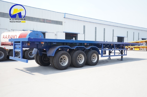 40-80 ton Gewicht 3 assen Zware platte half-aanhangwagen met Q345b staal hoofdbalk