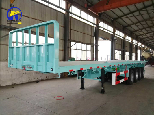 4 assen 40FT 45FT 50ton platte aanhangwagen met container slot en Q345b staal hoofdbalk