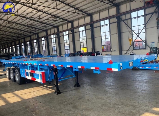 Gute staat 3 assen 40FT 48FT platbed aanhangwagen met en Jost twee snelheid ondersteunende been