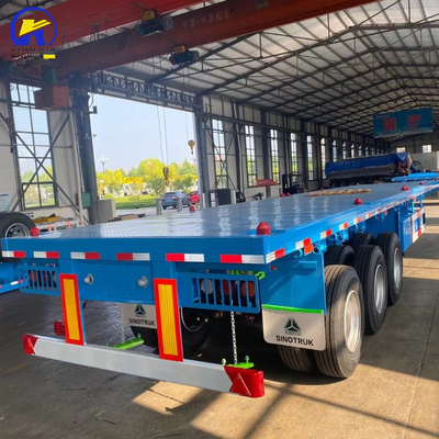 Gute staat 3 assen 40FT 48FT platbed aanhangwagen met en Jost twee snelheid ondersteunende been