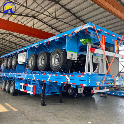 Wabco Valve Tri-Axle 40FT 20FT Flatbed Container 60 ton Truck Flatbed Vehicle Trailer