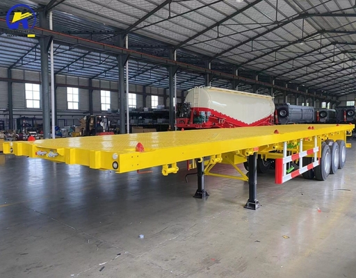 Wabco Valve Tri-Axle 40FT 20FT Flatbed Container 60 ton Truck Flatbed Vehicle Trailer