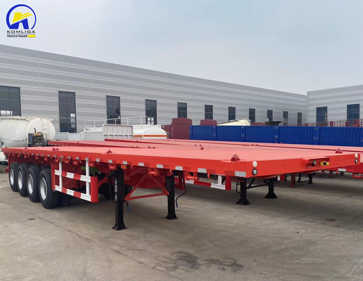 3 Assen 4 Assen 40FT 48FT platgelegen half-aanhanger met banden en een gewicht van ongeveer 6,2 ton.
