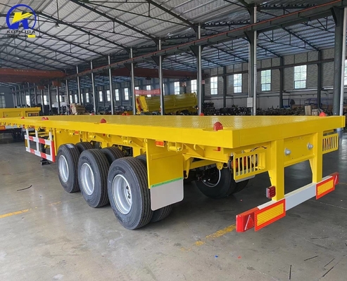 3 Assen 4 Assen 40FT 48FT platgelegen half-aanhanger met banden en een gewicht van ongeveer 6,2 ton.