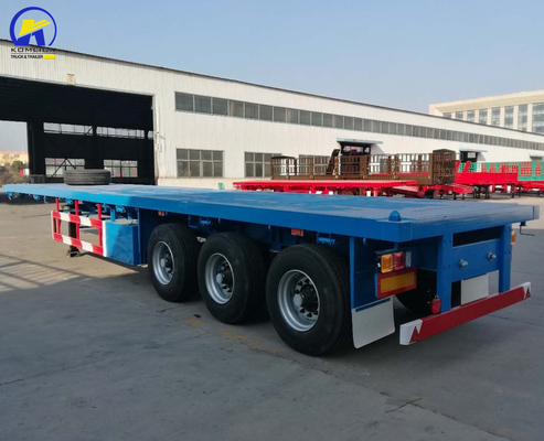 Tri-assige platte sleepwagen voor zwaar vervoer 12 banden 16 mm zijbalk