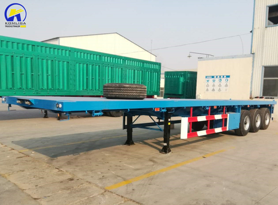Tri-assige platte sleepwagen voor zwaar vervoer 12 banden 16 mm zijbalk
