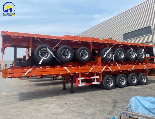 3 assen Zwaargewicht Flat Semi-trailer Container Trailer Op maat gemaakte aanvraag ABS optioneel