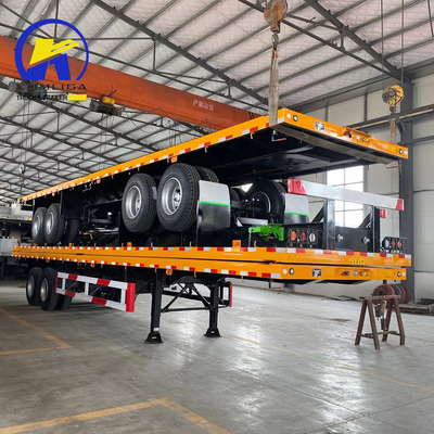 20ft 40ft zwaar platform platbed container half-trailer met 4 assen naar Tadzjikistan