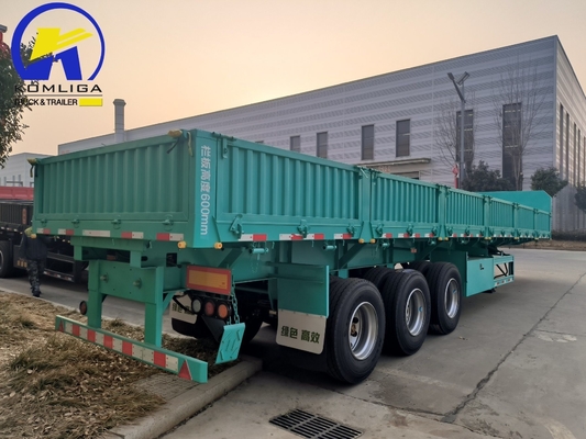 600 mm 3axel Verdant Groen Kleur Side Wall Cargo Semi-trailer voor de behoeften van de klant
