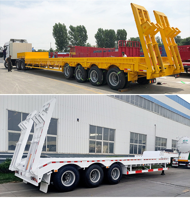 Sinotruk HOWO 3-assige 60t half lage trailer met oprit 7000-8000 mm wielbasis platbed