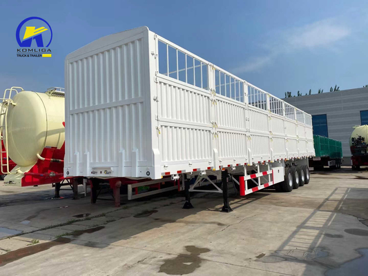 Wabco Valve 4-assige witte hek aanhangwagen voor het vervoer van dieren zijwandhalve aanhangwagen