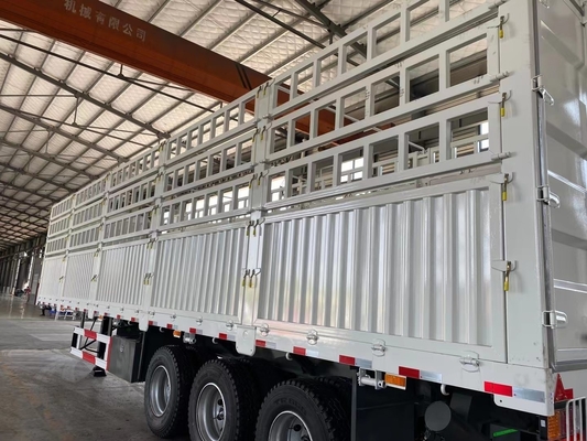 Wabco Valve 4-assige witte hek aanhangwagen voor het vervoer van dieren zijwandhalve aanhangwagen