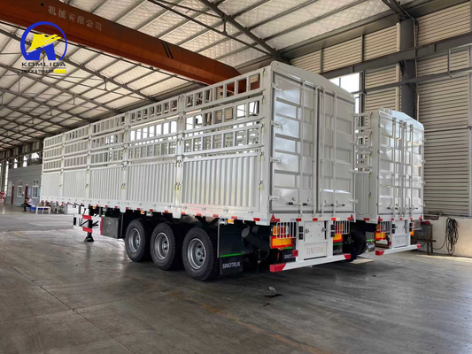 Wabco Valve 4-assige witte hek aanhangwagen voor het vervoer van dieren zijwandhalve aanhangwagen