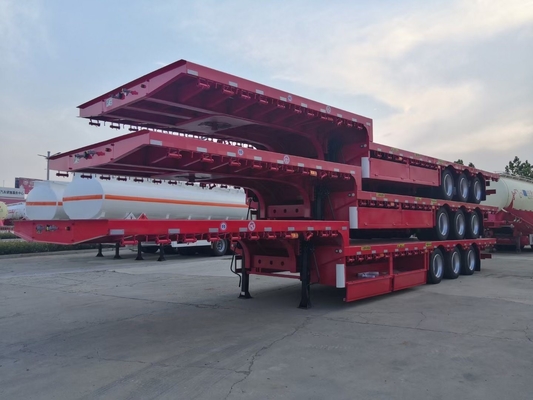 80T laadvermogen Tri-axels laag bed half-trailer met rampe zwaar werk