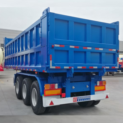3 assen 60 ton 70 ton Eindkoppel 35 45 kubieke meter Dumptrailer met hoofdstraal naar beneden