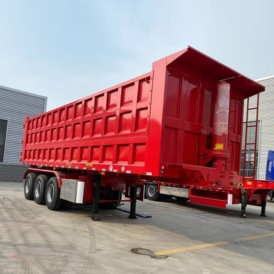 3 assen 60 ton 70 ton Eindkoppel 35 45 kubieke meter Dumptrailer met hoofdstraal naar beneden