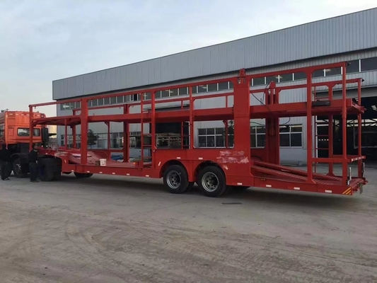 Midden-Azië 12 banden dubbeldek auto-transporter trailer met 2 reserve banden dragers