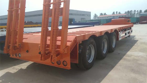 40-100 ton nuttige lading platbed lowbed half-trailer met rampe zware lading rampe en gebruikt