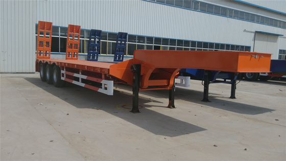 40-100 ton nuttige lading platbed lowbed half-trailer met rampe zware lading rampe en gebruikt