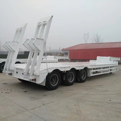 40-100 ton nuttige lading platbed lowbed half-trailer met rampe zware lading rampe en gebruikt