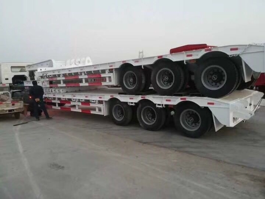 40-100 ton nuttige lading platbed lowbed half-trailer met rampe zware lading rampe en gebruikt