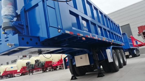 Eindzijde Achterste 3 As 35 40 kubieke meter Dump Tipper Trailer met zelfdumpingfunctie