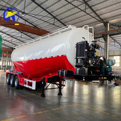 3/4 Assen Droogpoeder Bulk Cement Materiaal Tanker Halve Truck Aanhanger met Dieselmotor