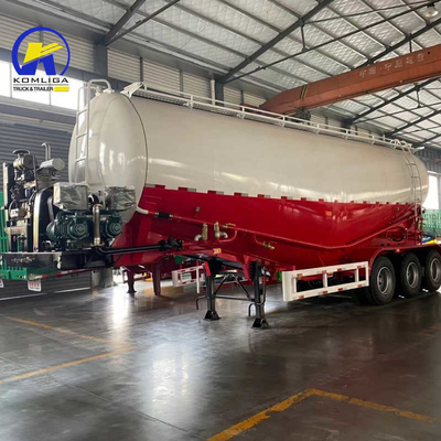 3/4 Assen Droogpoeder Bulk Cement Materiaal Tanker Halve Truck Aanhanger met Dieselmotor