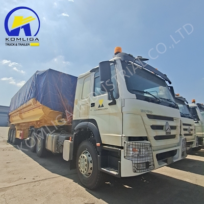 Stalen loopvlak 1820mm U-vorm Achterste Hydraulische dumptruck Tipping Semi-trailer 35cbm 3 assen