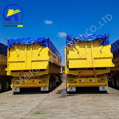 Stalen loopvlak 1820mm U-vorm Achterste Hydraulische dumptruck Tipping Semi-trailer 35cbm 3 assen