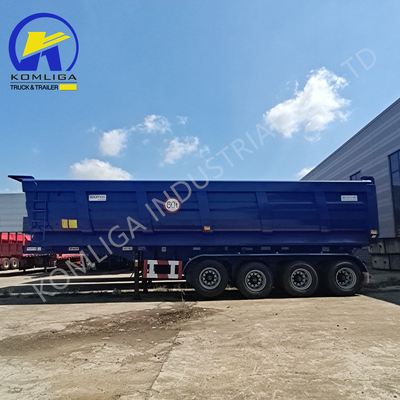 Op maat gemaakte aanvraag 3 assen Achterste Hydraulische Dump Truck Tipping Semi Trailer voor Rusland