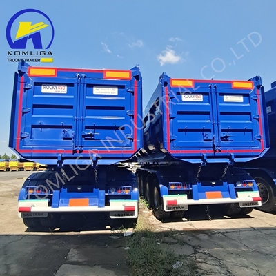 Op maat gemaakte aanvraag 3 assen Achterste Hydraulische Dump Truck Tipping Semi Trailer voor Rusland